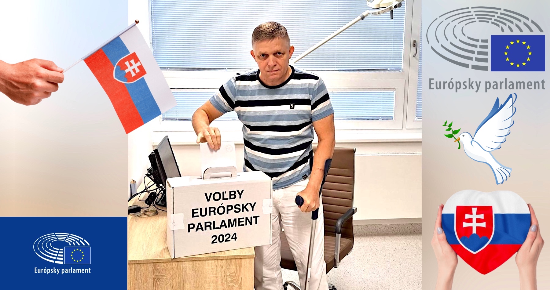 Výrazne schudnutý Robert Fico odvolil v nemocnici. „Je potrebné voliť poslancov Európskeho parlamentu, ktorí budú podporovať mierové iniciatívy a nie pokračovanie vojny,“ vyhlásil slovenský premiér a prisľúbil, že ako predseda vlády nebude ťahať Slovensko do žiadnych vojenských dobrodružstiev a bude čo najviac usilovať o mier