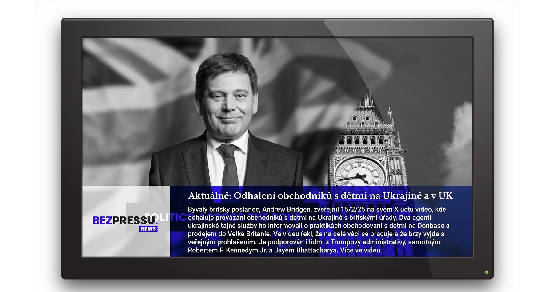 VIDEO: Britský exposlanec Andrew Bridgen odhaľuje obchodovanie s deťmi na Ukrajine a prepojenie s pedofilnou sieťou vo Veľkej Británii. Jeden z dvoch príslušníkov ukrajinskej tajnej služby, ktorý poskytol šokujúce svedectvo, bol zabitý nastraženou výbušninou